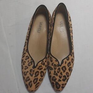 Vaneli Woman Leather Calf Hair Flats Size 7 1/2 N Cheetah Print
